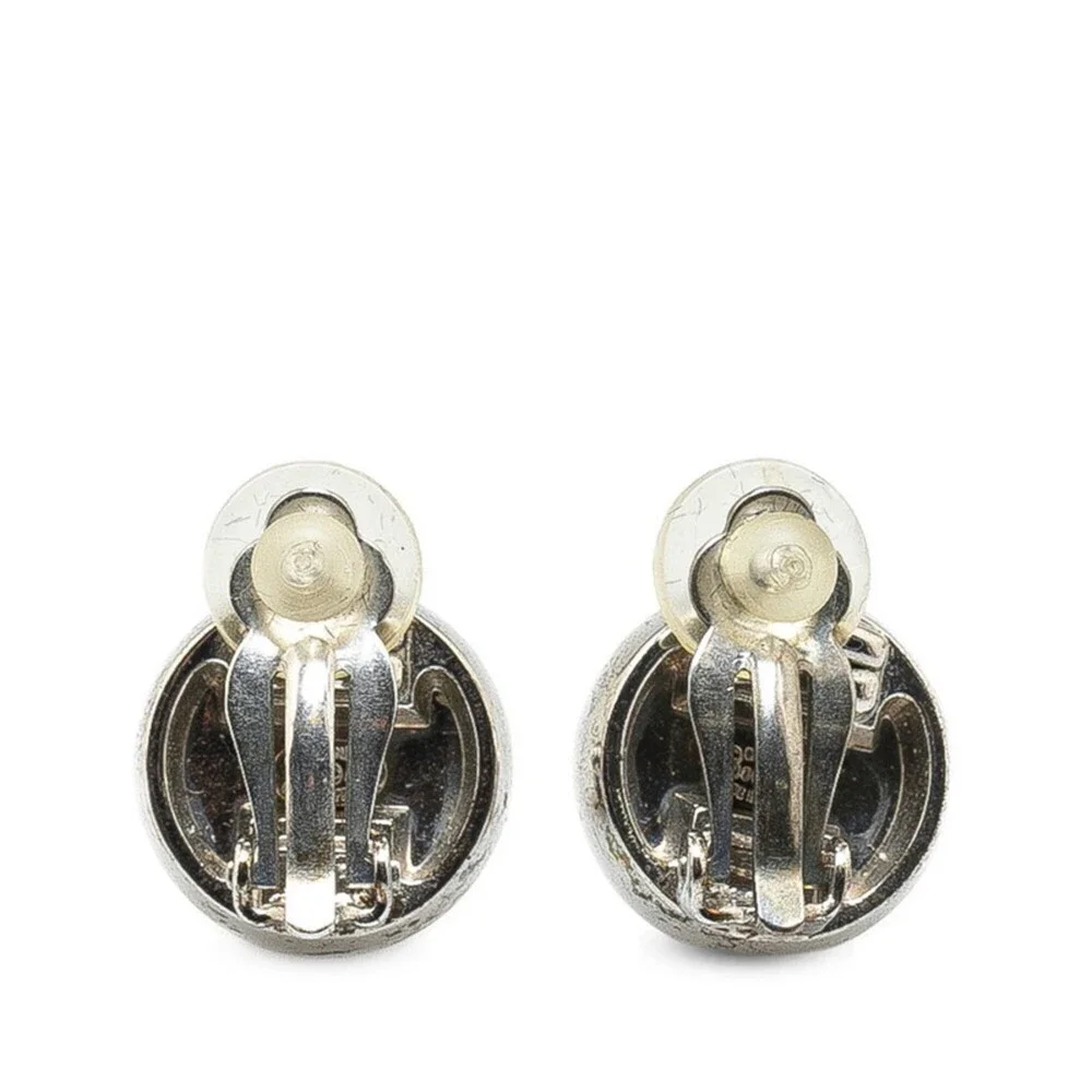 CHANEL Silver Logo Earrings